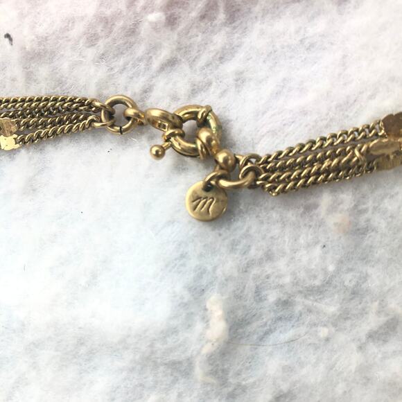 Madewell Necklace Gold Tone Long Layered Chains with Fringe - Picture 2 of 5